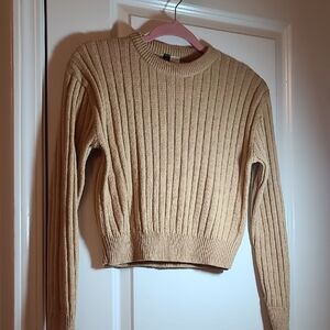 Divided Tan Ribbed Crew Neck Sweater